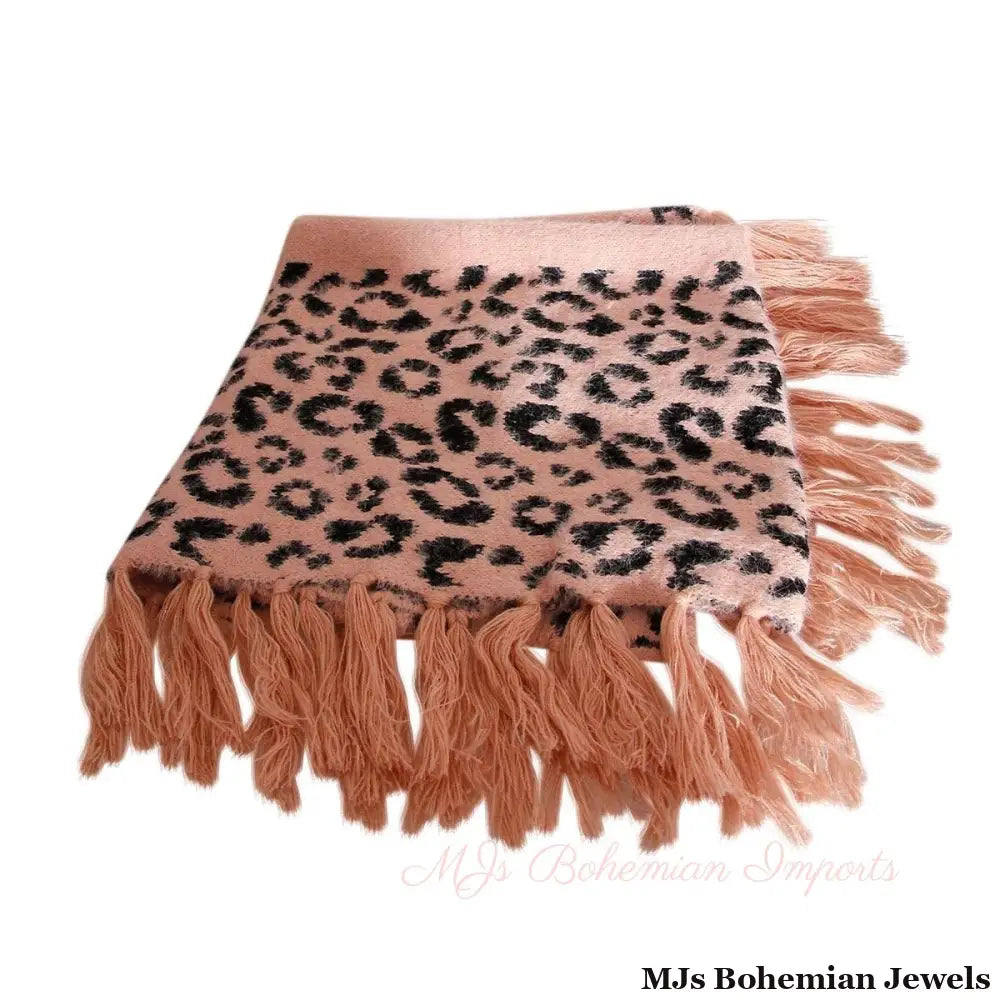 Pink Leopard Eyelash Poncho