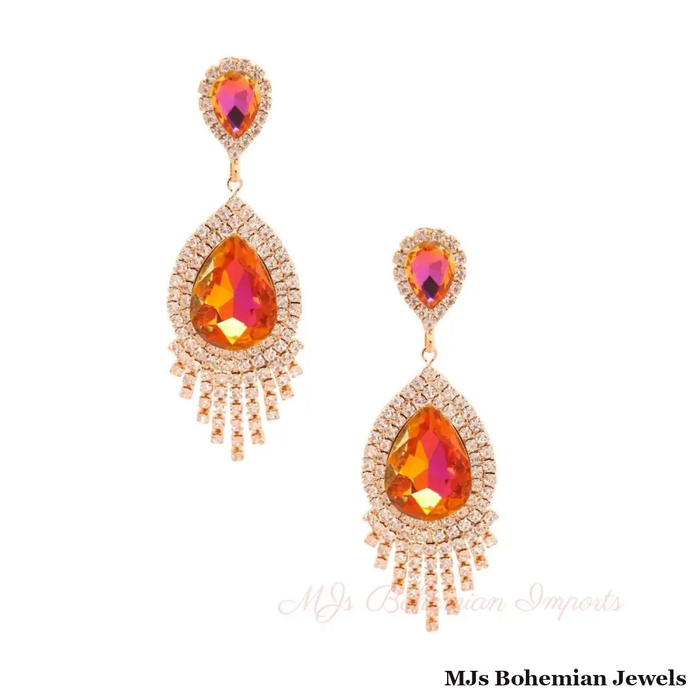 Purple Teardrop Fringe Earrings