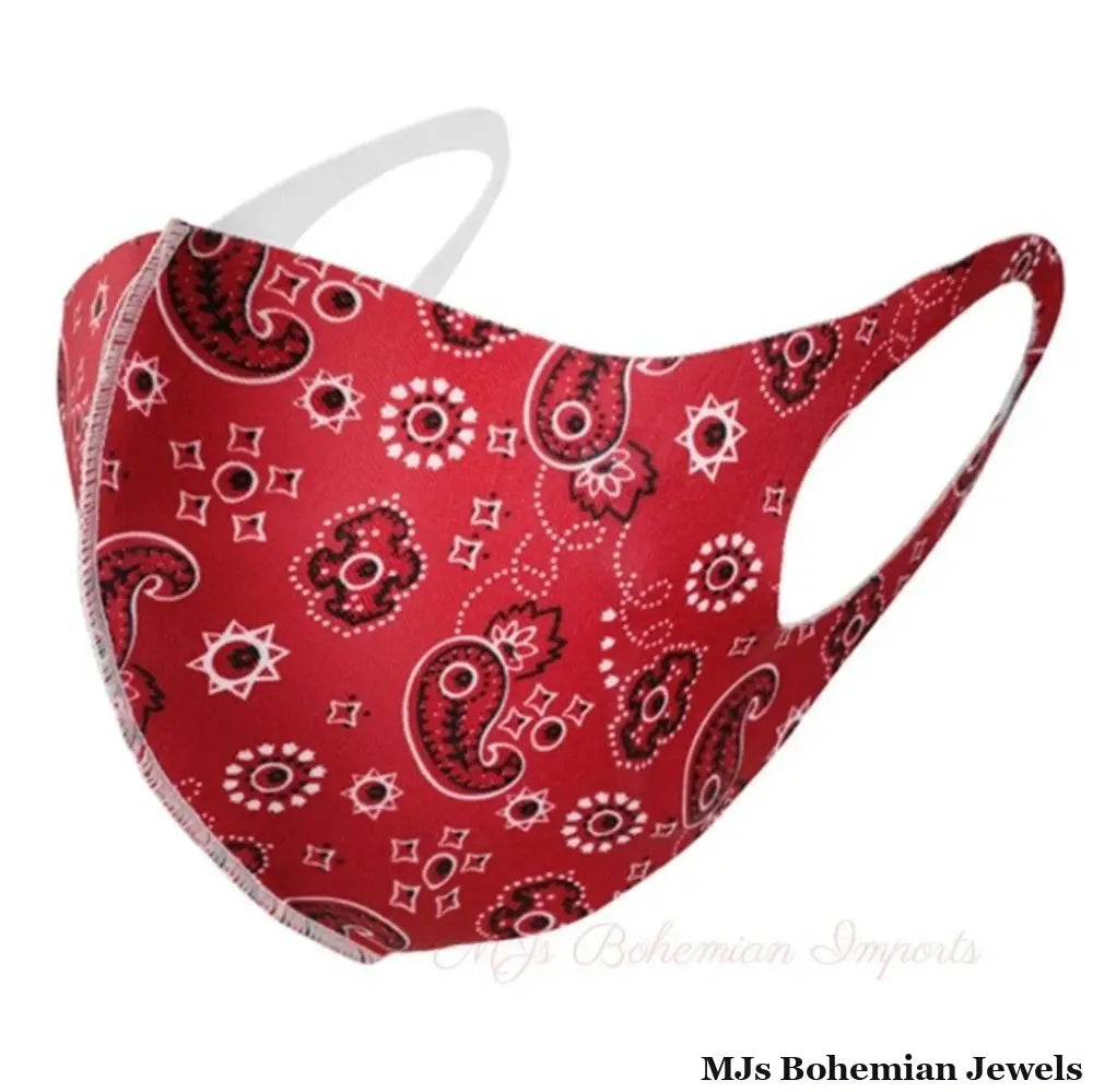 Red Paisley Bandana Face Masks