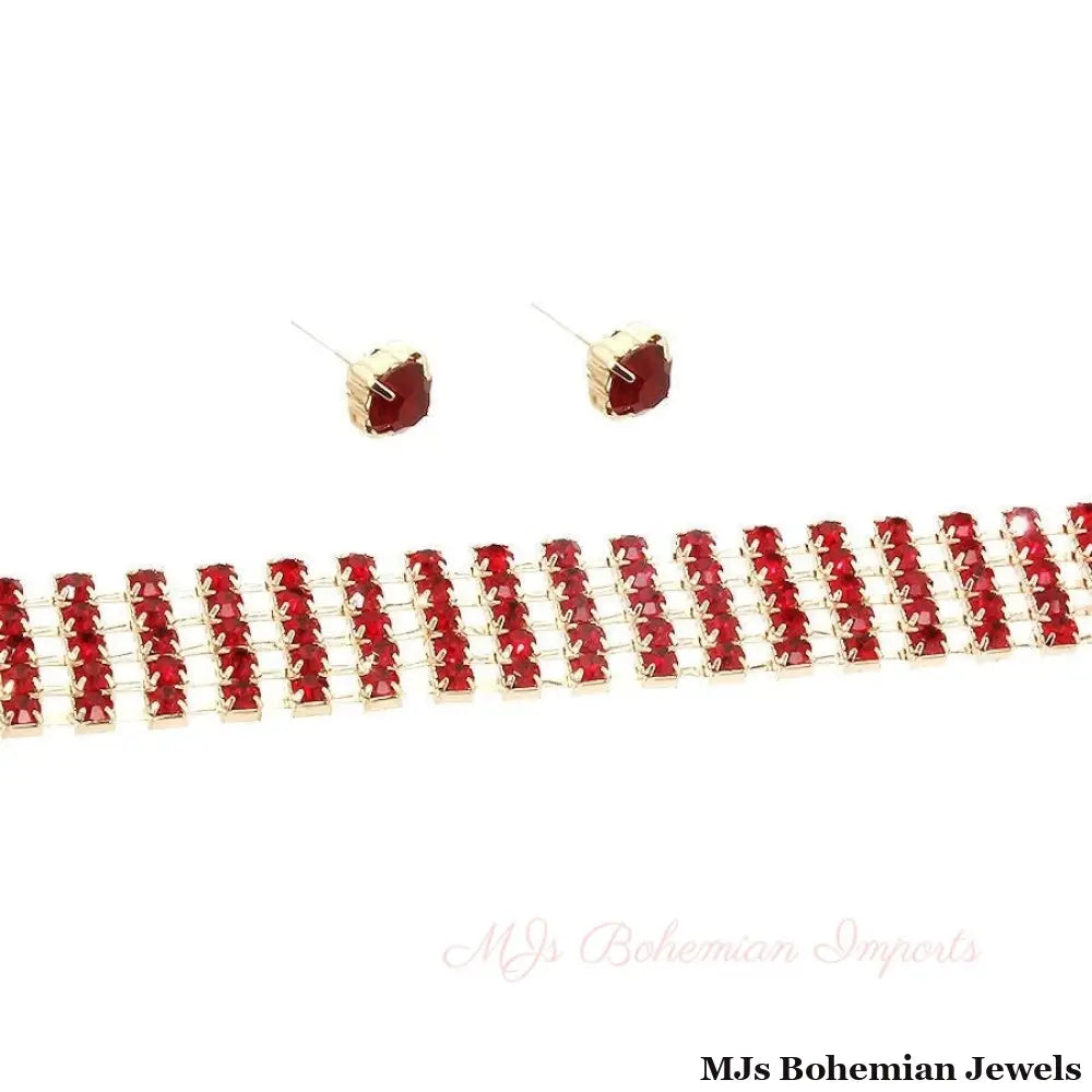 Red Stone Metal Choker