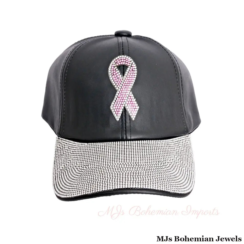 Rhinestone Cancer Ribbon Hat