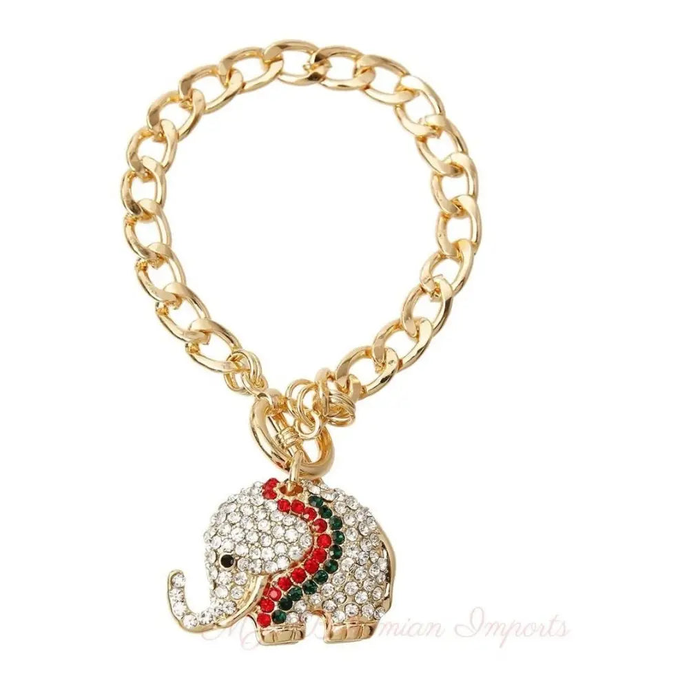 Rhinestone Elephant Toggle Bracelet