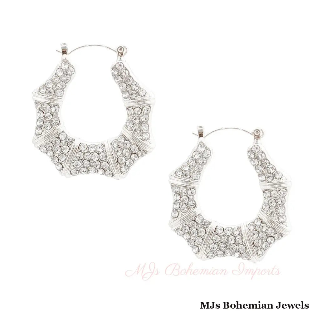 Silver Bling Bamboo Hoops