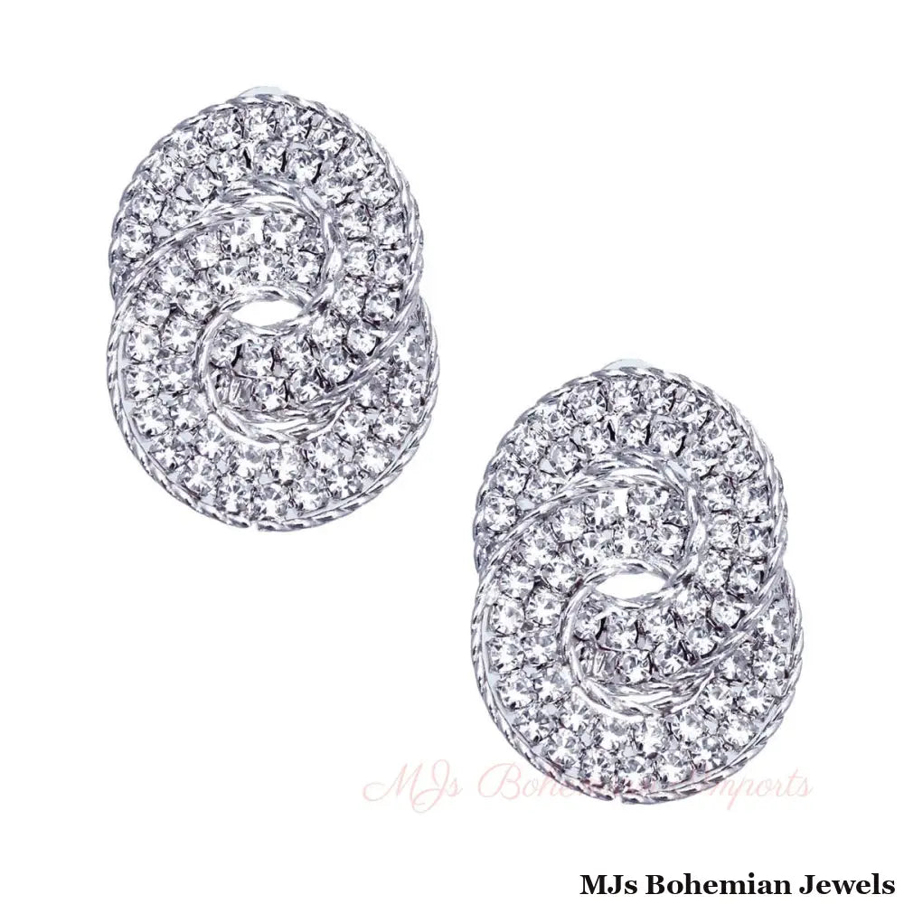 Silver Crystal Hooked Ring Studs