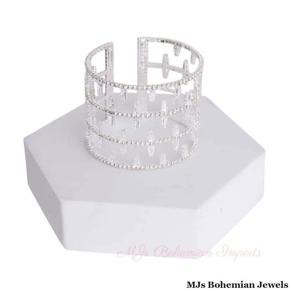 Silver CZ Memory Wire Cuff