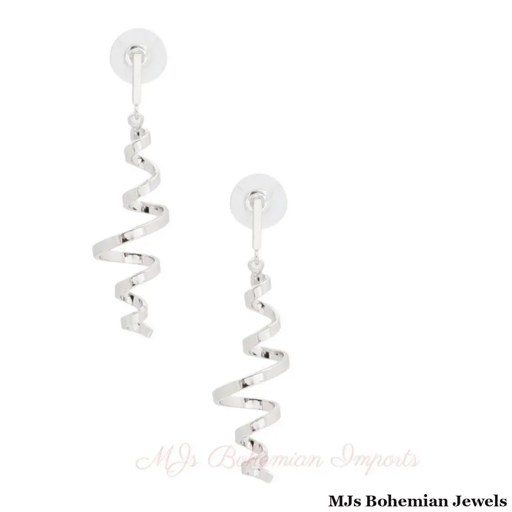 Silver Metal Spiral Curl Earrings