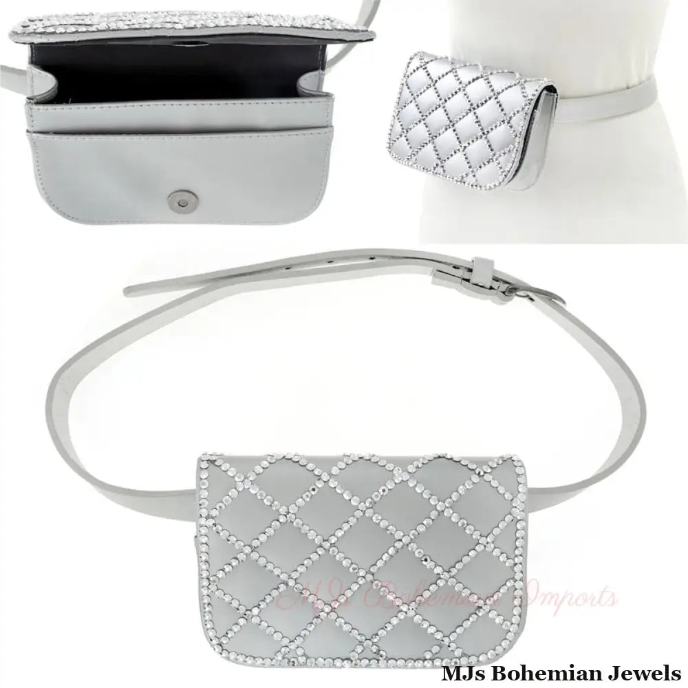 Silver Quilted Belt Bag