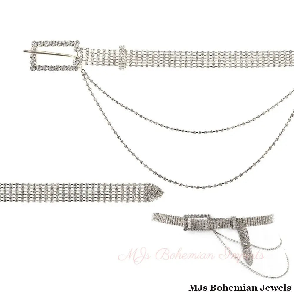 Silver Stone Drape Buckle Belt