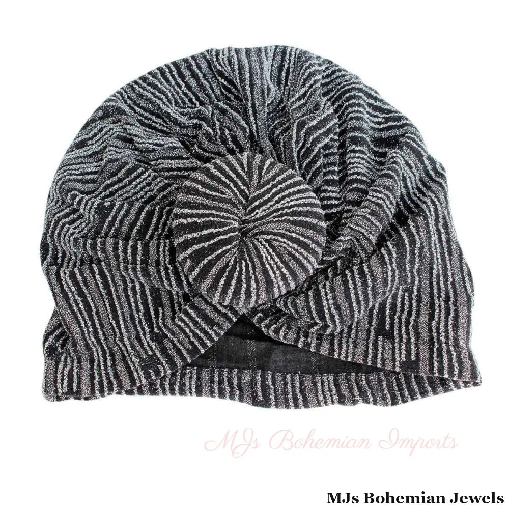 Silver Stripe Donut Knot Turban