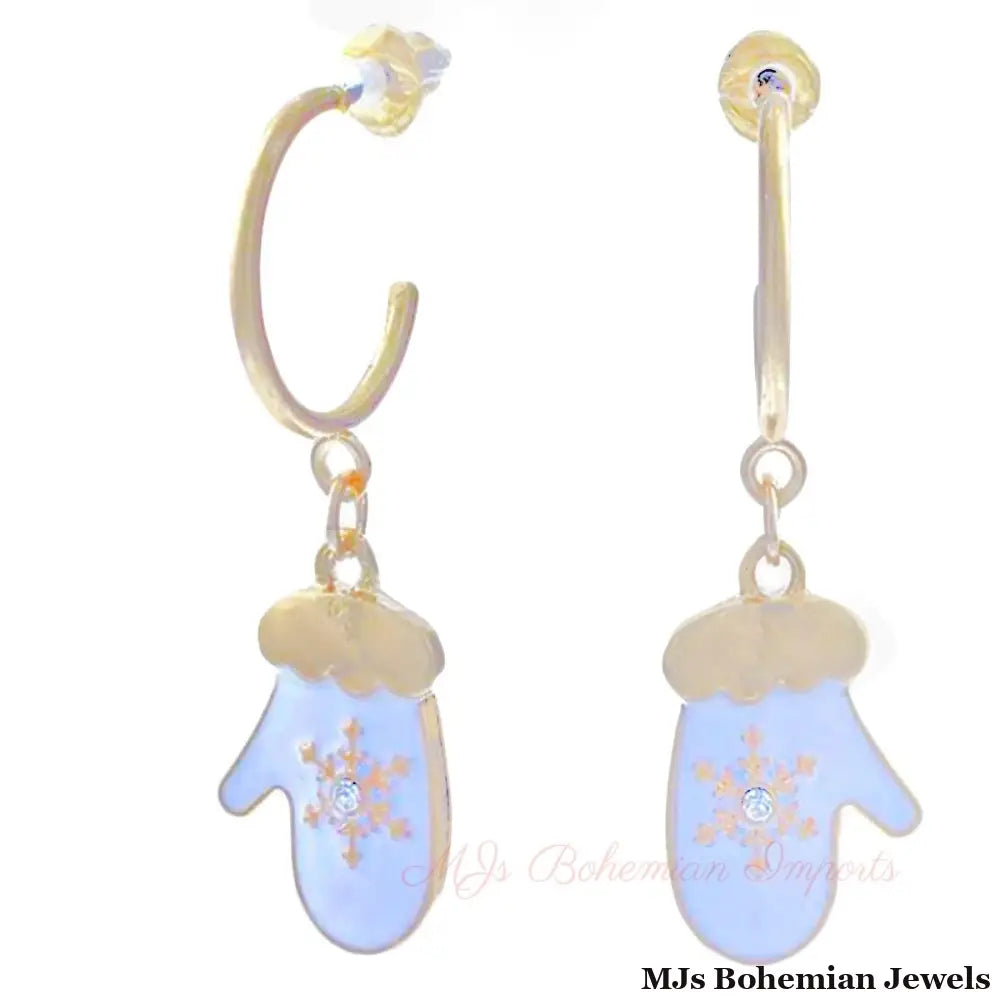 Snowy Chic: Cutest White Mitten Hoop Earrings