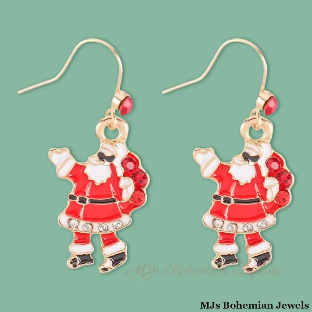 Spread Cheer with Red Santa Claus Fish Hook Earrings