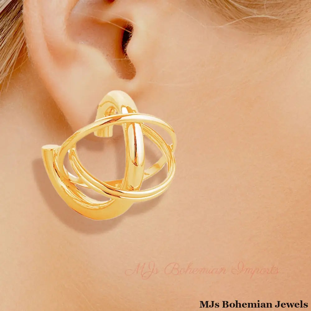 Stud 14K Gold Small Gyro Ball Earrings for Women