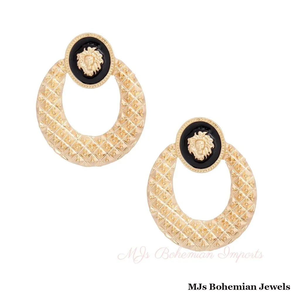 Stud Gold Medium Door Knocker Earrings for Women