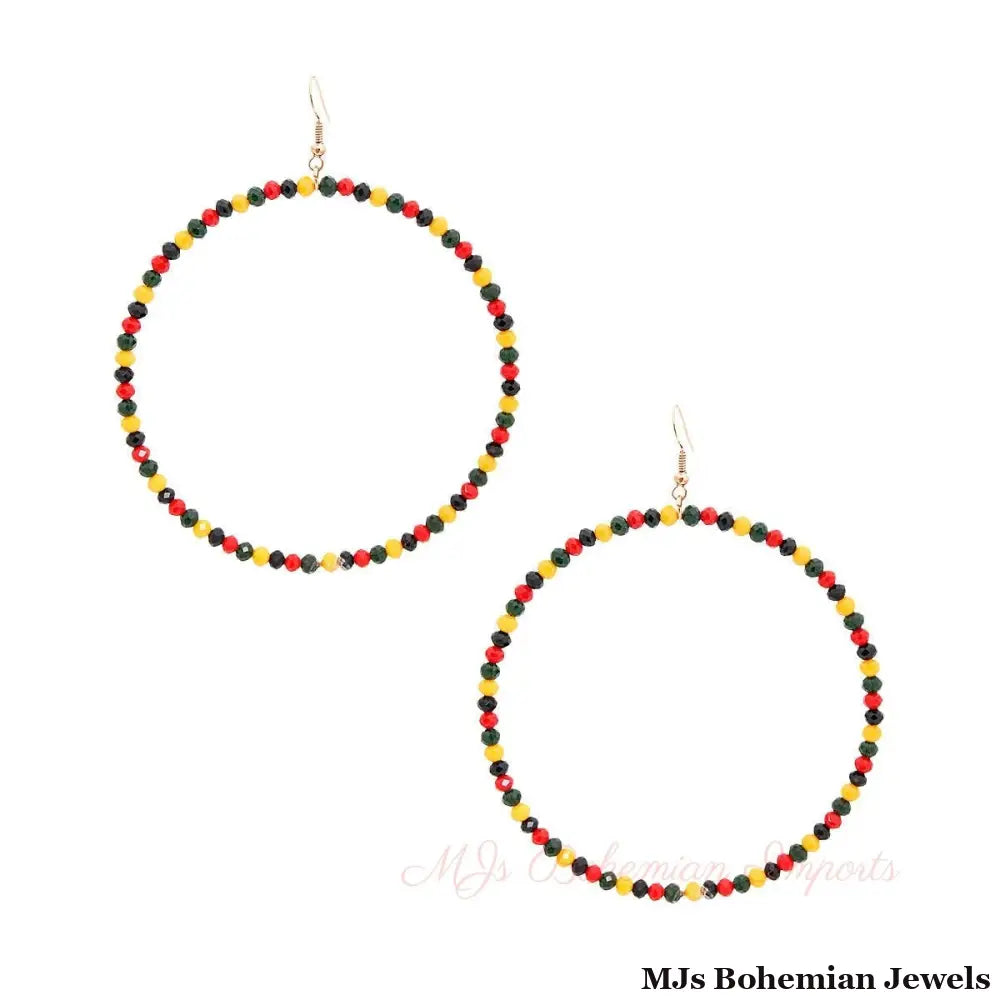 Tribal Color Bead Drop Hoops