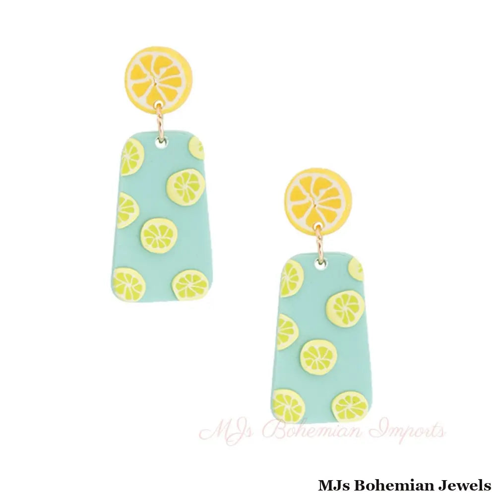 Turquoise Clay Lemon Trapezoid Earrings