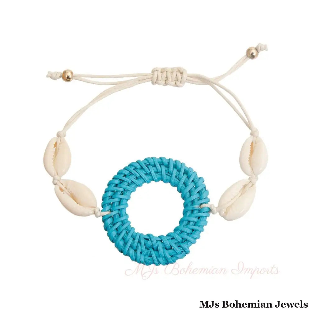 Turquoise Woven Shell Bracelet