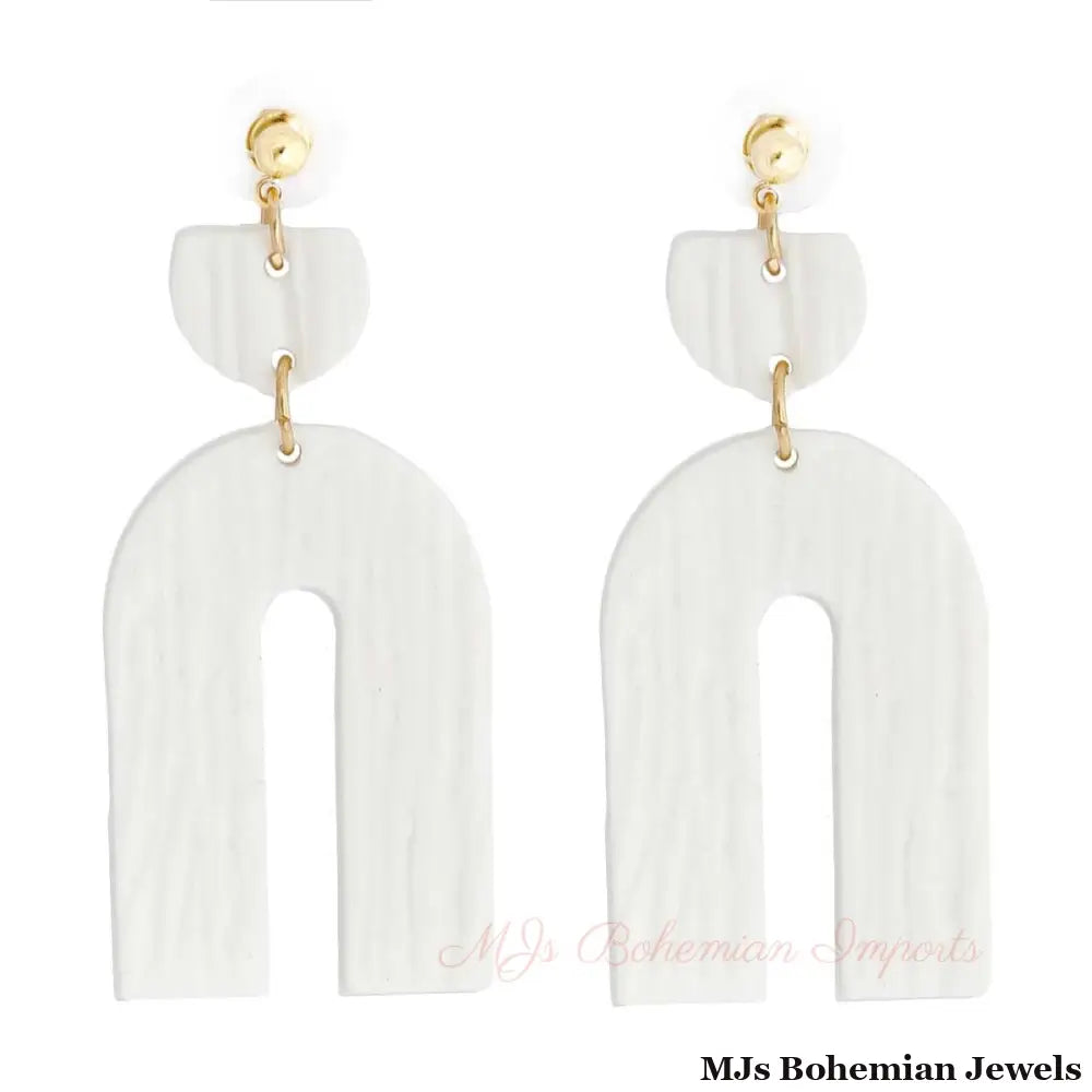 White Clay Arch Bridal Earrings