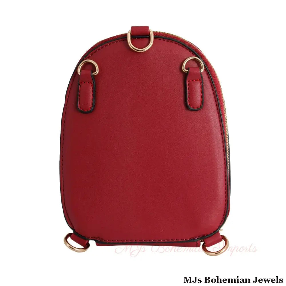 Wine Red Flower Mini Backpack