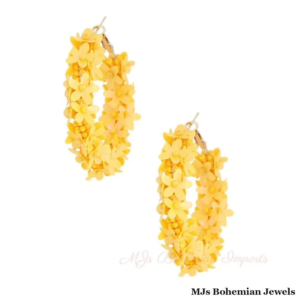Yellow Daisy Covered Hoops