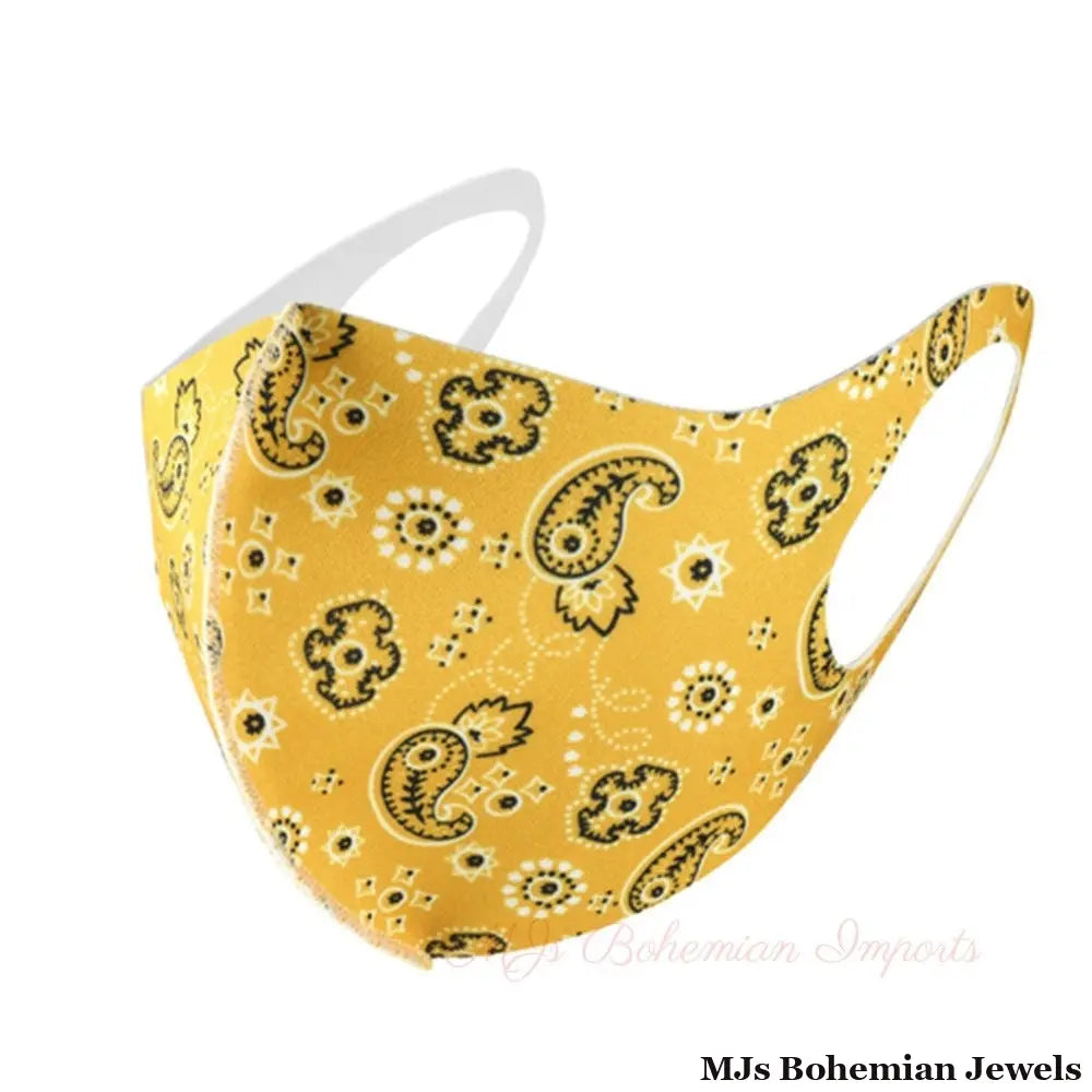 Yellow Paisley Bandana Face Masks