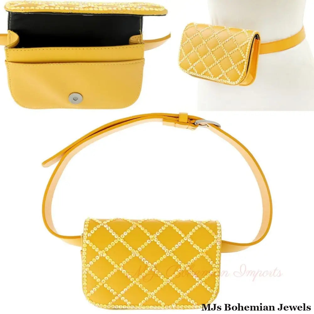 Yellow Quilted Belt Bag