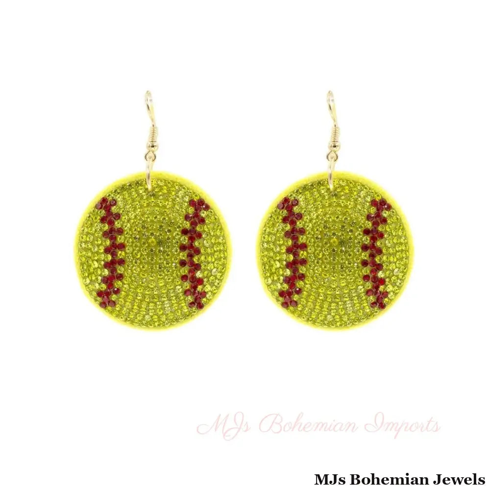 Yellow Softball Padded Earrings