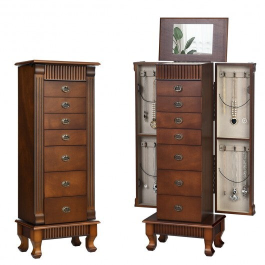Wooden Jewelry Armoire Cabinet Storage Chest with Drawers and Swing Doors - The Grand Mama of Jewelry Boxes