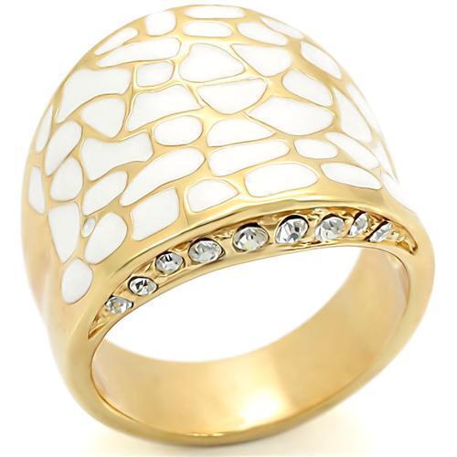 Gold Brass Ring with Top Grade Crystal in Clear Size 10