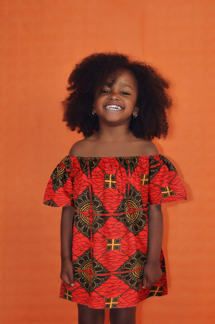 Color: Orange, Size: S - African Casual Loose Mother-Daughter Parent-Child Tube Top Dress