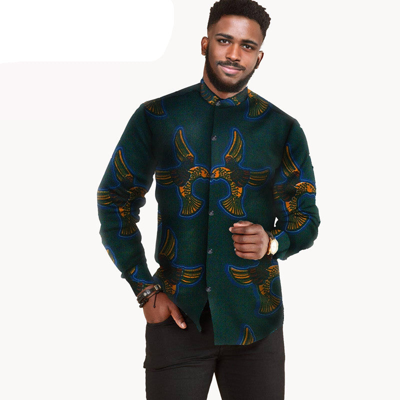 African Printed Batik Cotton Men's Shirt