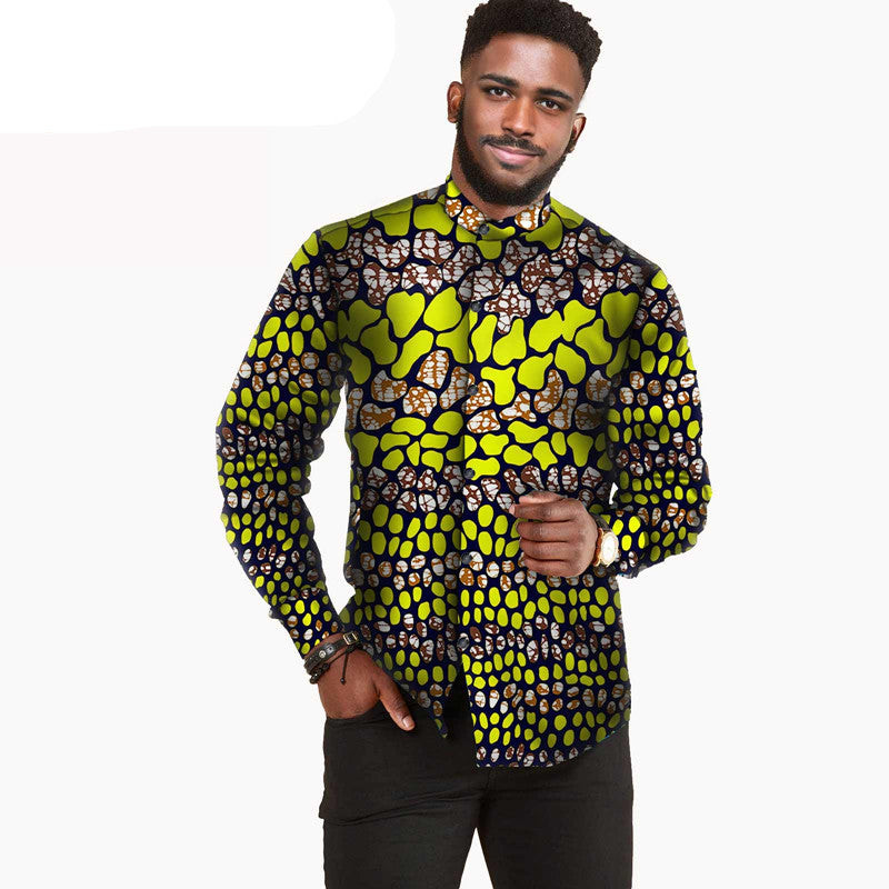 African Printed Batik Cotton Men's Shirt