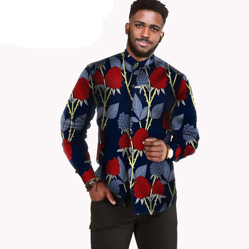 African Printed Batik Cotton Men's Shirt