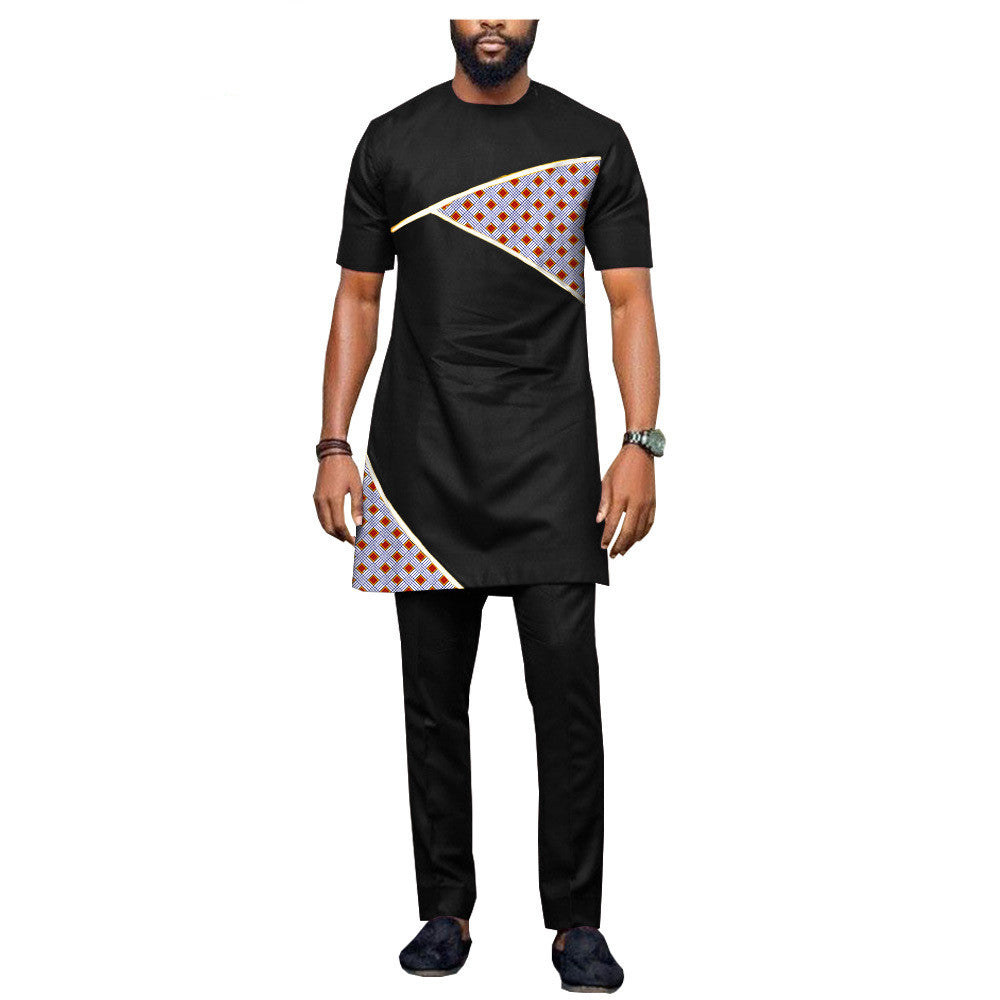 African Ethnic Printing Batik Cotton Men's Casual Set