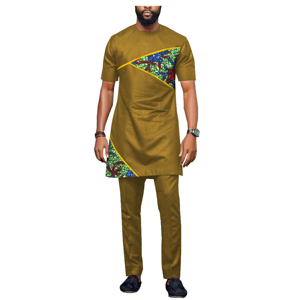 African Ethnic Printing Batik Cotton Men's Casual Set