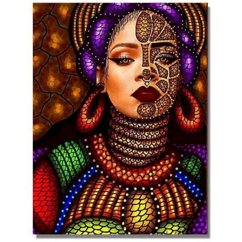 Color: 2style, Size: 40x50cm - African Woman Portrait Digital Painting DIY