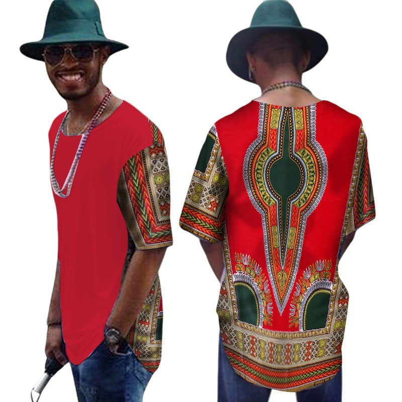 African Men's T-shirt Cotton T-shirt Daxiji Stitching