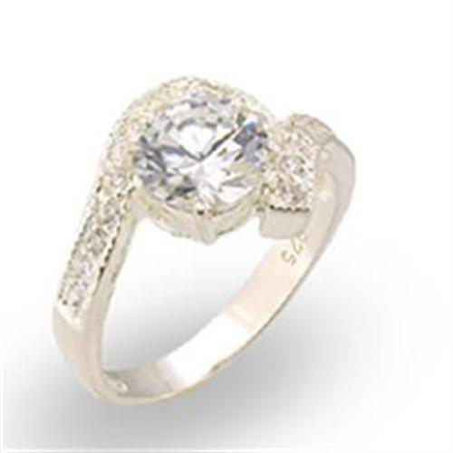 30122 - High-Polished 925 Sterling Silver Ring with AAA Grade CZ in Clear Size 5