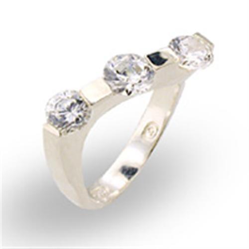 High-Polished 925 Sterling Silver Ring with AAA Grade CZ in Clear Size 9