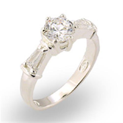 High-Polished 925 Sterling Silver Ring with AAA Grade CZ in Clear Size 6