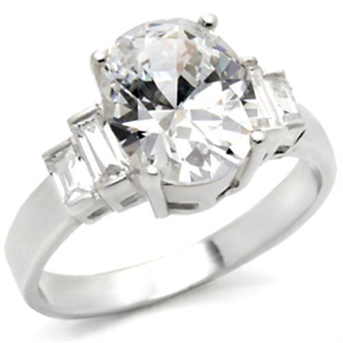 High-Polished 925 Sterling Silver Ring with AAA Grade CZ in Clear Size 10