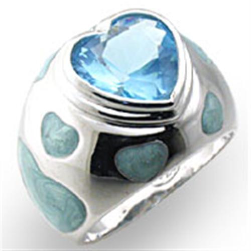 High-Polished 925 Sterling Silver Ring with Synthetic Spinel in Sea Blue