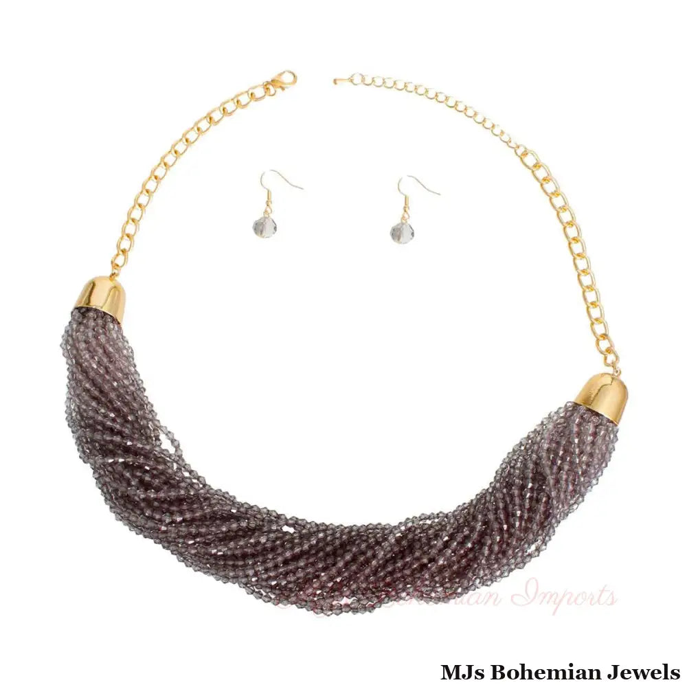 34 Strand Gray Bead Necklace