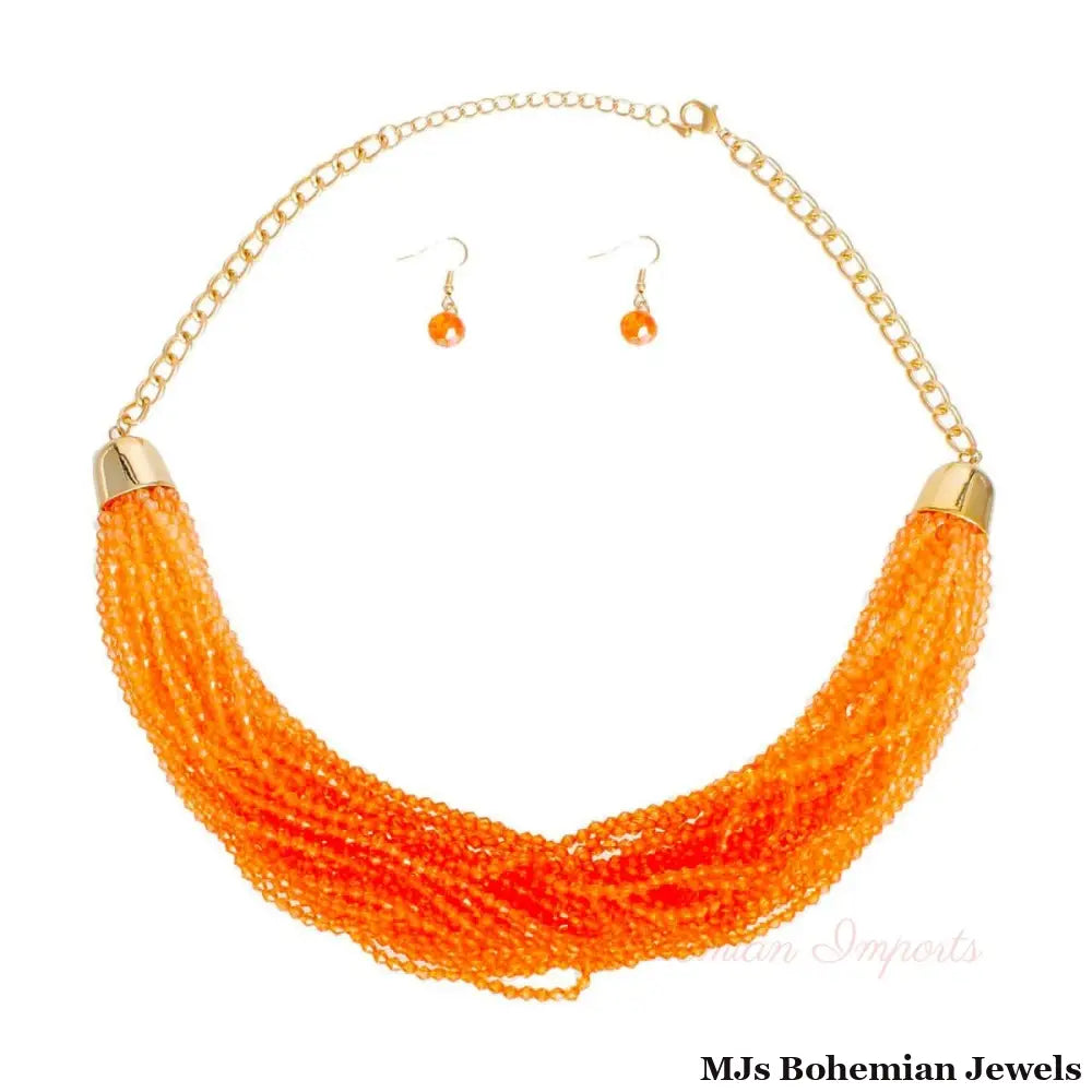 34 Strand Orange Bead Necklace
