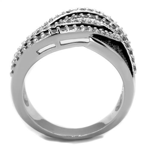 Rhodium + Ruthenium Brass Ring with AAA Grade CZ  in Black Diamond