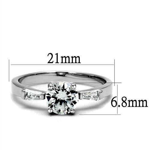 Rhodium Brass Ring with AAA Grade CZ  in Clear