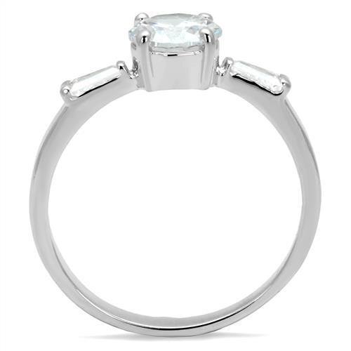 Rhodium Brass Ring with AAA Grade CZ  in Clear