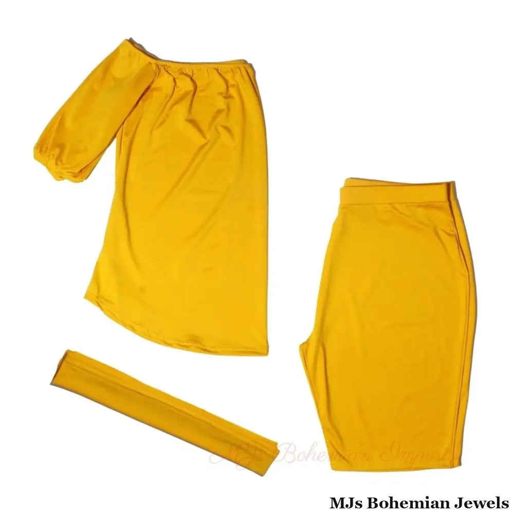 3XL Mustard Off-Shoulder Shorts Set