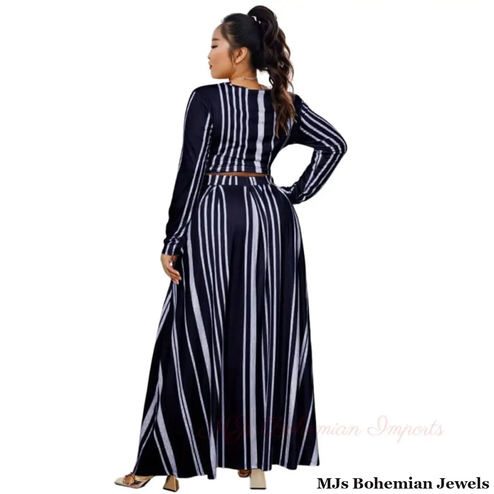3XL Navy Stripe Outfit Set