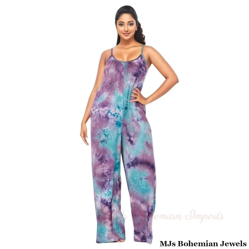 5XL Purple Tie Dye Jumpsuit