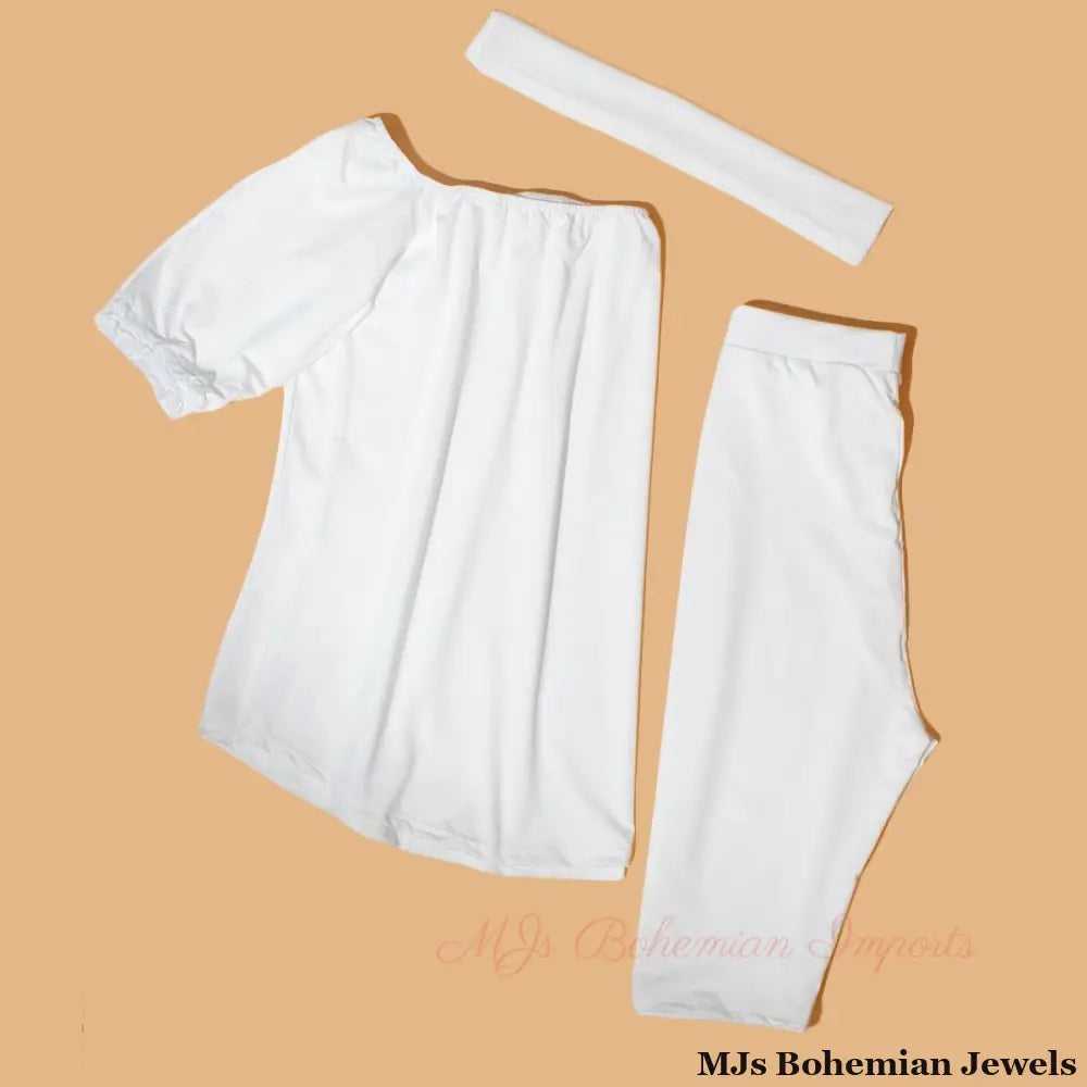 5XL White Off-Shoulder Shorts Set